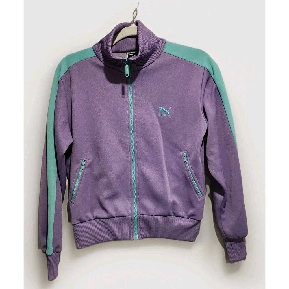 Vintage Y2K Puma Womens Full Zip Track Jacket Purple & Green Size Medium